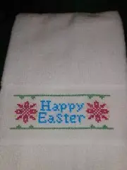 White Terry Fingertip Towel with Easter Design