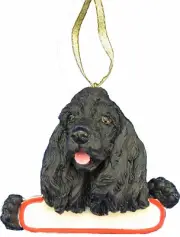 Cocker Spaniel Black Ornament "Santa's Pals" With Personalizable Name Plate