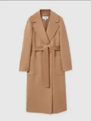 NWT Reiss Lucia Belted Wool Blend Double Breasted Coat In Light Camel Size US 4
