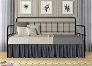 Dark Grey Daybed Skirt with Split Corners - 18 inch Drop - Microfiber Bed Skirt for Day Beds and Living Room