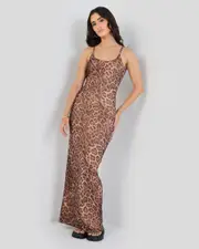 [Thanne] Thanne Women's Brookie Maxi Dress in Leopard Animal Size 2 2 Leopard Animal
