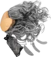 3pcs Bald Wig Look Halloween Costumes Men Apparel Wigs Mens Hair Wig Bald Head Toupee Old Man Costume Adult Bald Cap for Men Costume Old Man Costume Wig Mens Gray Wig Polyester