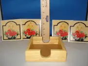 Coasters Christmas Themed Candle Centerpiece set of 4 w Wood Holder 8307 297
