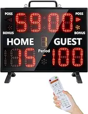 Electronic Basketball Scoreboard with Buzzer, Digital Scoreboard with Remote,Portable Score Keeper Battery Powered High-Bright Score Board for Sports Games