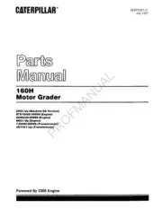 Caterpillar Cat 160H Motor Grader Parts Catalog Manual SEBP2587