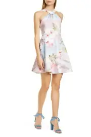 NWT Ted Baker Umerta Floral Skater Dress Mint Chocchip Knot Ted 3 US 8-10 $279