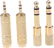 SEWACC 4 Pcs Audio Adapter Wired Earphones Audio Jack Headphone Adapter Jack Adapter Golden
