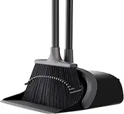 Broom, Broom and Dust pan with 51.6’’ Long Handle, Standing Broom and Dustpan Set, Upright dust pan with Long Handle for Home Office Kitchen,Lobby dust pan and Brush for Outdoor