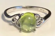 Peridot Green Earth Mined 9x7mm Ring Solid Sterling Silver Sizes 6.5 to 10 US