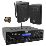 Pyle PDA8BUWM 2-Channel Home Audio Bluetooth Receiver, 2x 4" 200W Speakers, Wire