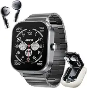 Smart Watch with Earbuds, 2.01" HD Screen 2 in 1 Smartwatch with Bluetooth Earbuds, 100+ Sport Fitness Tracker, NFC, Pedometer, Sleep/Heart Rate/Blood Pressure Monitor Compatible with iOS & Androd
