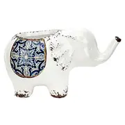 1pce White Turkish/Urban Elephant Ceramic Flower Pot 17x10cm