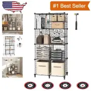 Expandable Wire Cube Shelves - Adjustable 8-Compartment Storage for Kids & More