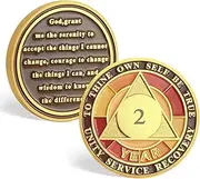 Sobriety AA Chip Sobriety Coin Year Sober Anniversary, Recovery Medallion Chip Recovery Token NA AA Great Challenge Coin Sobriety Gifts for Men Women Alcoholics Anonymous with Plastic Case (2 Years)