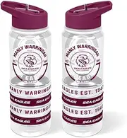 Manly Sea Eagles NRL Rugby League Tritan Bottle with Rubber Bands