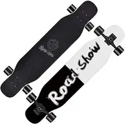 Sports Longboard Skateboard, 47" 7-Layer Maple Ultra-Light Double Tilt Style Pattern Brush Street Dance Board Beginner Adult Girl Professional Skateboard