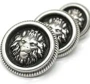 Antique Silver Metal Shank Buttons - 12 Pcs - 3 Size Options - Lion Round Metal Shank Buttons Vintage for Men Women Blazer Coat Uniform Shirt Suit and Jacket Sewing Craft DIY N12802