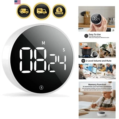 Digital Kitchen Timer Magnetic Countdown Countup Timer Large LED Display