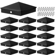 16 Pack 6x6 Black Post Caps Aluminum Pyramid Post Cap Decorative Fence Post C...