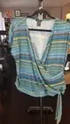 NEW Eyeshadow Women's teal Mulitcolored Print Top Blouse Plus Size 3X