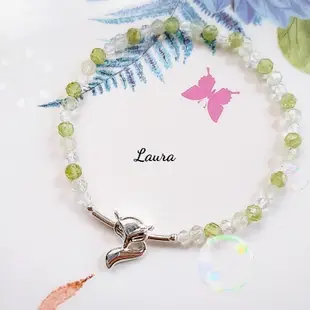 -Laura- 葡萄石 白水晶 招正財 旺財運 <桃花狐狸s925純銀>天然水晶手鍊 (4折)