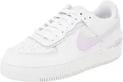 [Nike] Women's Air Force 1 Shadow Sneaker, White Lilac Bloom Photon Dust White, 9 UK