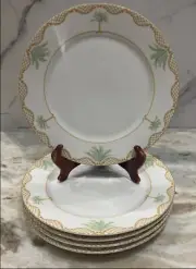 5 Mikasa Island Flair Fine China 11” Dinner Plates Lattice Palm Trees New Set 5