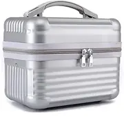 [JOEBO] Large Capacity Hard Shell Portable Cosmetic Case,Train Box Cosmetic Storage Bag Makeup Bag with Brush Organizer Travel Bag Case for Women Gift(Pink)/110 (Color : Silver)