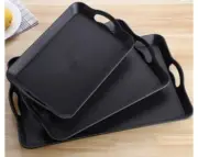 3 Pack Plastic Tray with Handles Non Slip Restaurant Serving Trays for Kitchen