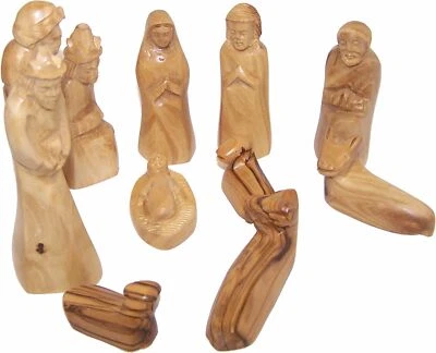 Olive Wood carved Nativity Set - Medium size (11 Pieces Set - Tallest 5 inches)