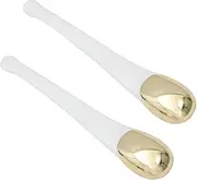 Mikinona 2Pcs Metal Eye Cream Spoons Makeup and Beauty Tools for Eye Massage and Facial Care Random Color Keep Cream Clean and Prevent Contamination