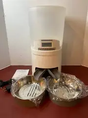 HoneyGuaridan Automatic Timer Cat Feeders 2 Cats 6.5L, for Cat Food, White