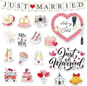 Just Married Car Decorations - 18PCS Just Married Sign Banner for Car Wedding Ornate Cars Magnets Decoration for Bridal Shower Honeymoon