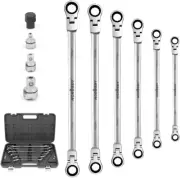 10-Piece Extra Long Flex-Head Ratchet Spanner Set, Chrome Vanadium, 8mm-19mm