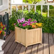 CostwayFolding Square Fir Wood Raised Garden Bed for Vegetables, Flowers, Herbs