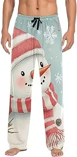 [PDZRMY] Pajama Pants Christmas Snowman Bird Scarf for Men Men's Separate Bottoms, Lounge Pants with Pockets S