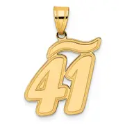 14k Yellow Gold Brushed Border Script Number 41 Pendant