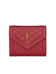 Saint Laurent Gaby Compact Tri-Fold Wallet In Quilted Lambskin