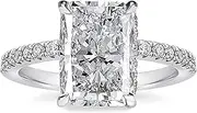 [Effinny] 3.5 Carat Radiant Cut White Sapphire Engagement Ring 925 Sterling Silver 18K White Gold Plated Lab Grown Diamond Simulated Diamond Promise/Anniversary Ring for Women