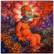 Homer Simpson Smokes Joint Blotter Art Perforated Sheet Paper Psychedelic 7.5"