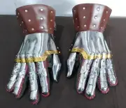 Wisby gauntlet, Medieval Gauntlets Large 16G Steel Mild steel Leather Glove