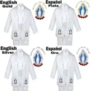 Boy Baby Christening White Tail Tuxedo Color Embroidery Virgin Mary Stole Sm-20