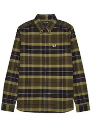 Fred Perry Checked Logo Flannel Shirt - Brown - L L