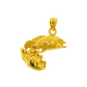 14K Gold Fish with Splash of Water Charm