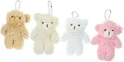 Totority 4pcs Fluffy Mini Bear Keychain Pendants Cute Plush Hanging Decor for Bags and Purses Adorable Party Favors Friends and Family Lightweight and Portable