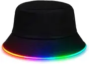 [House Of Rave] LED Bucket Hat - Neon Rave Accessory & Festival Outfit - Light Up Rave Bucket Hat for Men, Women