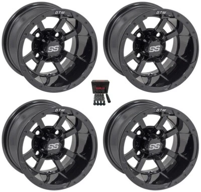 GTW Storm Trooper 10" Golf Cart Wheels/Rims Black Yamaha