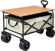 Collapsible Folding Wagon, Outdoor Utility with Silent Universal Wheels, Cup Hol