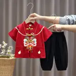 新品 直髮男寶抓周晏禮服春秋兒童唐裝兒童中國風男童漢服女童週歲禮服秋季