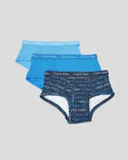 [Calvin Klein] Calvin Klein Men's Boys' Cotton Stretch Boxer Briefs 3 Pack in Blue Calvin/Marina Size 08/10 08/10 Blue Calvin/Marina